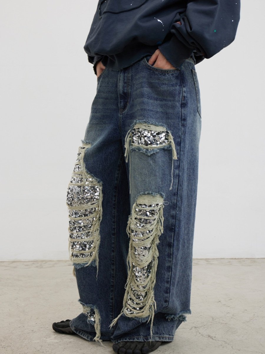 CONPBottomsRipped Detail Jeans Blue