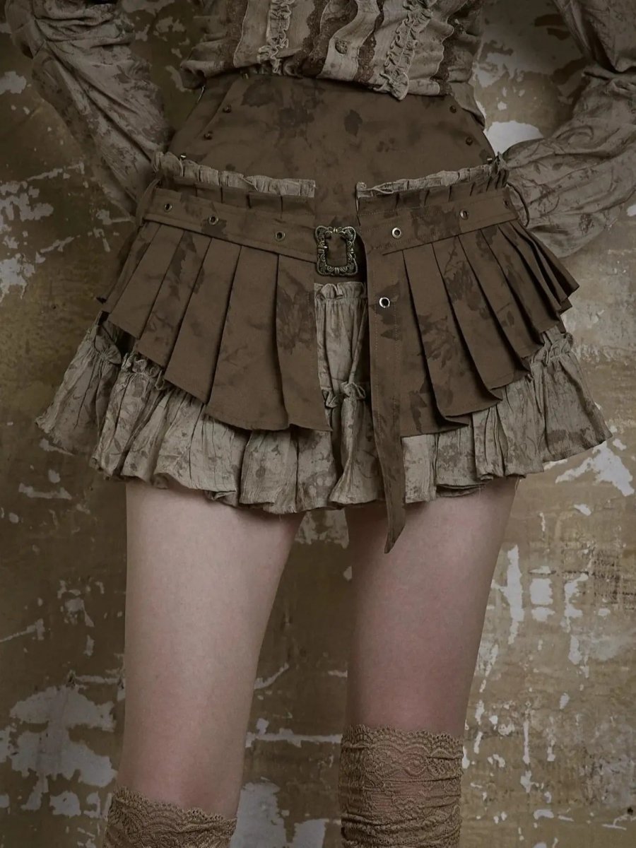 NO ROMANCEBottomsDistressed Pleated Skirt