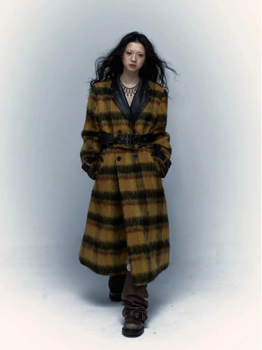 NO ROMANCEOuterwearReversible Plaid Leather Trench Coat