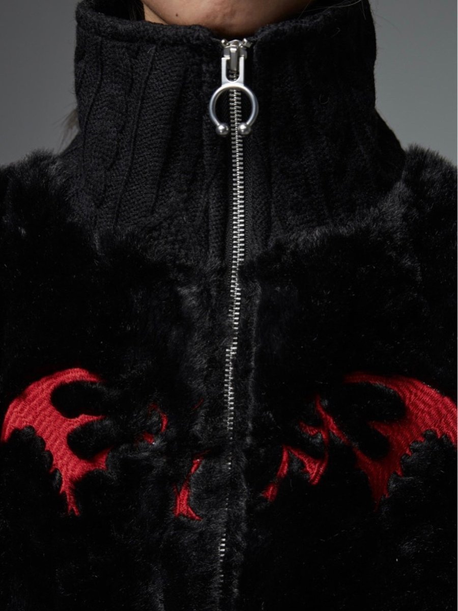 NONAME SPACEOuterwearTwo-Tone Embroidered Fleece Jacket