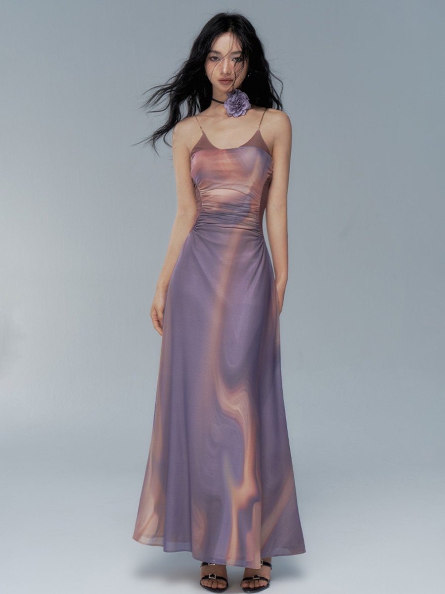 OfAkivaDresses & JumpsuitsOff-Shoulder Pleated Oil Painting Dress