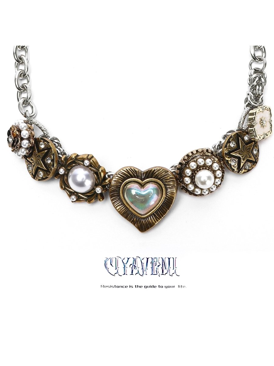 CIYAVENIAccessories & BagsAntique Copper Heart & Pearl Choker