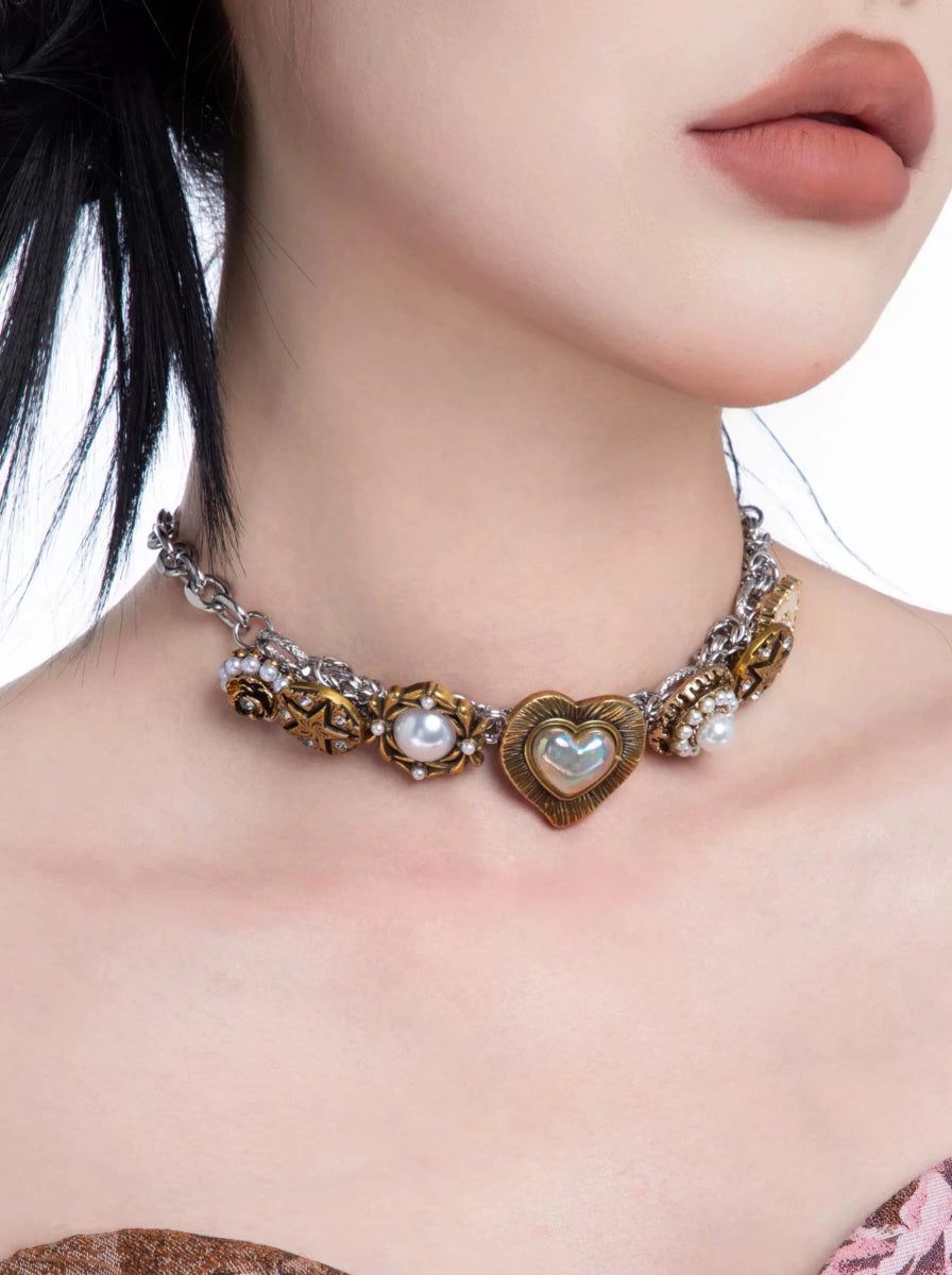 CIYAVENIAccessories & BagsAntique Copper Heart & Pearl Choker