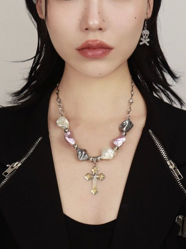 CIYAVENIAccessories & BagsBaroque Pearl Cross Necklace