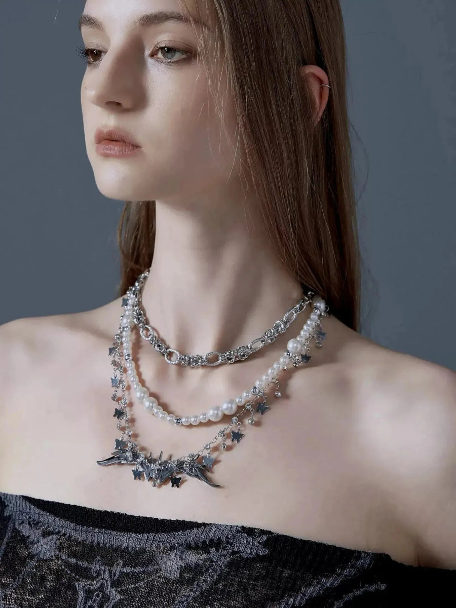 CIYAVENIAccessories & BagsMulti - Layer Butterfly & Pearl Necklace