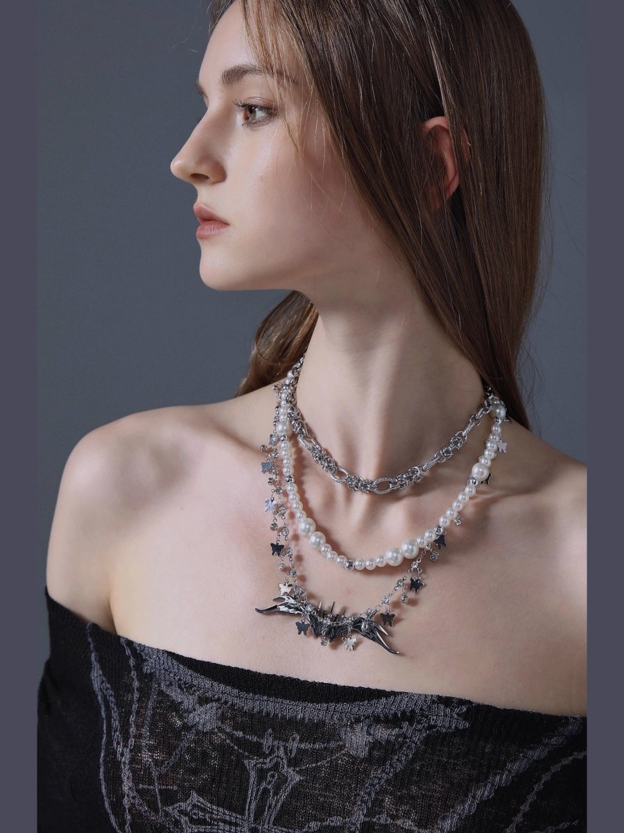 CIYAVENIAccessories & BagsMulti - Layer Butterfly & Pearl Necklace