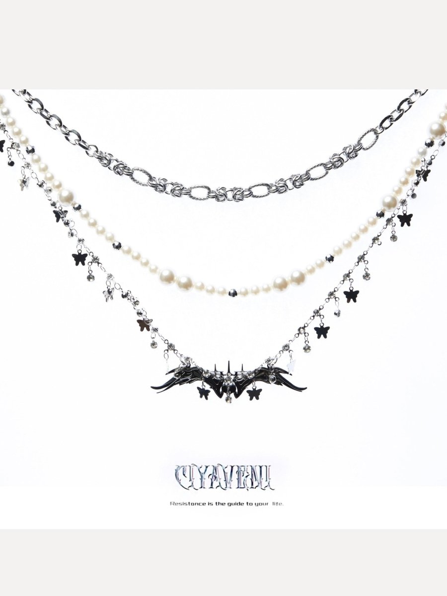 CIYAVENIAccessories & BagsMulti - Layer Butterfly & Pearl Necklace