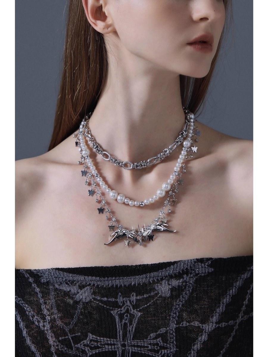 CIYAVENIAccessories & BagsMulti - Layer Butterfly & Pearl Necklace