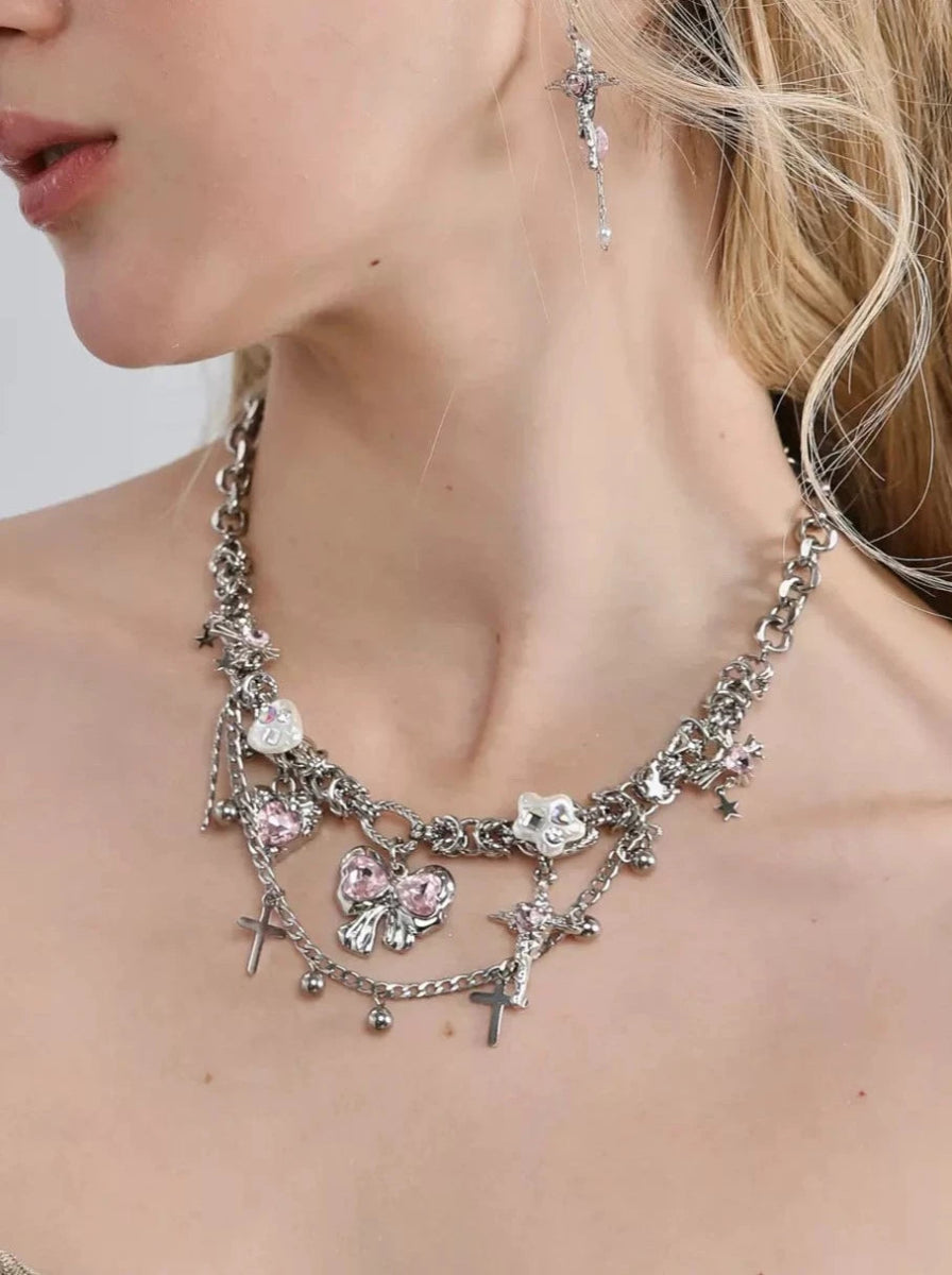 CIYAVENIAccessories & BagsPink Rhinestone Bow Choker