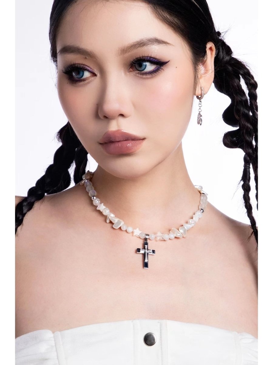 CIYAVENIAccessories & BagsStar & Shell Pearl Cross Necklace