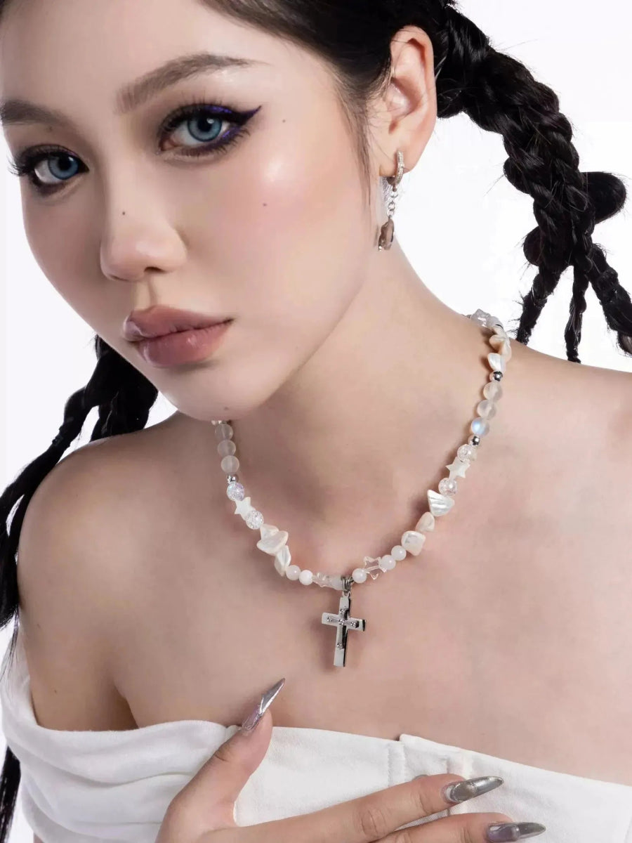 CIYAVENIAccessories & BagsStar & Shell Pearl Cross Necklace