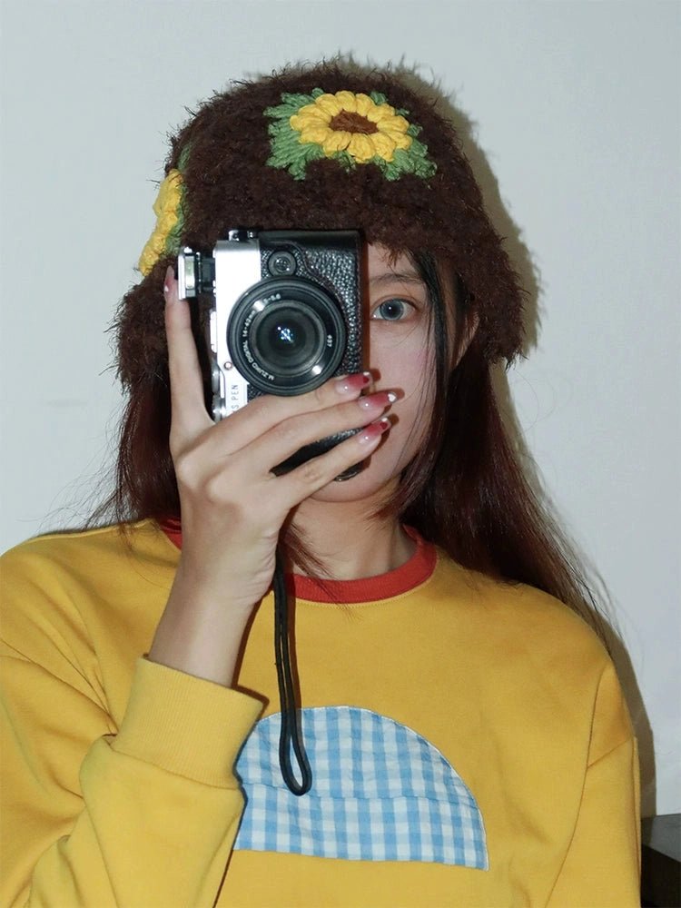 couleurヘッドウェアPlush Sunflower Bucket Hat