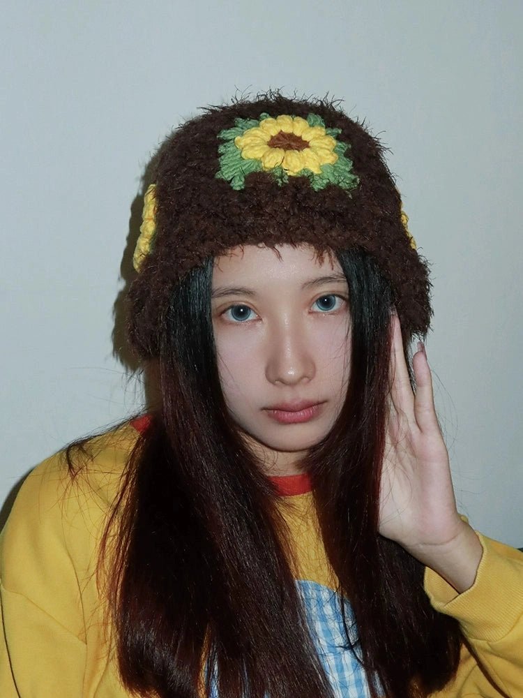 couleurヘッドウェアPlush Sunflower Bucket Hat