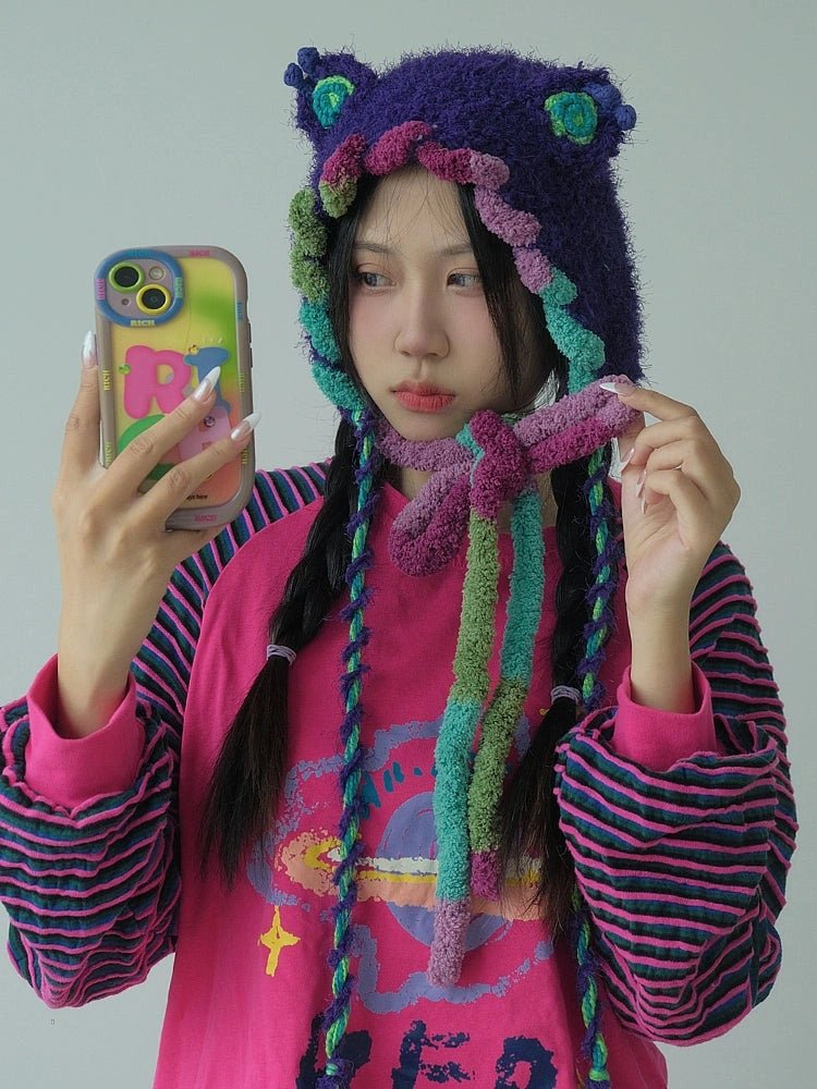 couleurヘッドウェアPurple Knit Elf Beanie