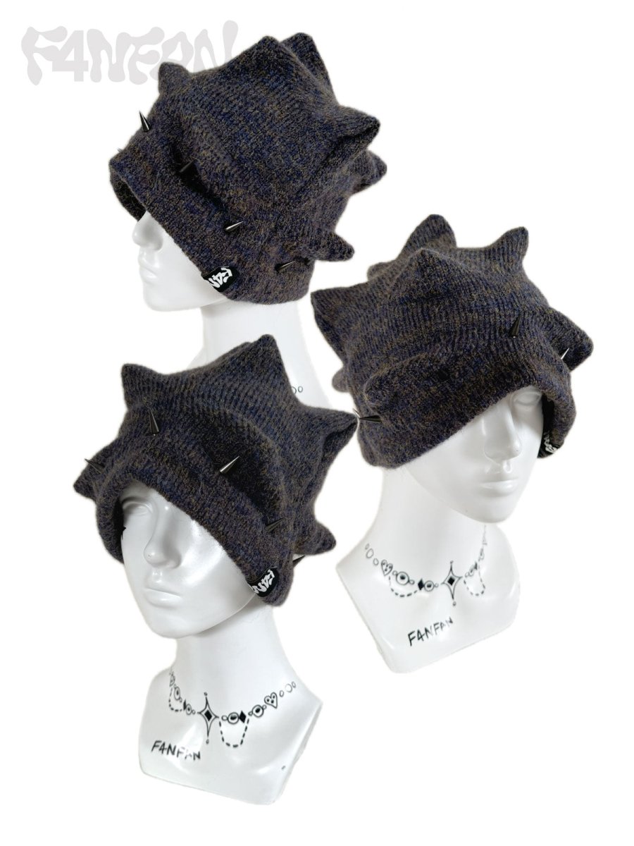 F4NFANヘッドウェアSpiked Punk Slouchy Beanie Hat