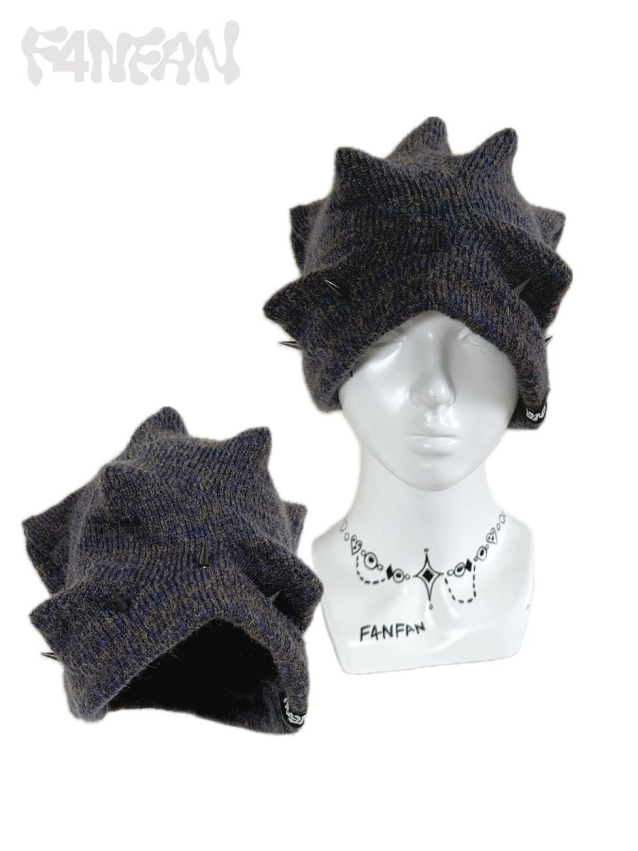 F4NFANヘッドウェアSpiked Punk Slouchy Beanie Hat