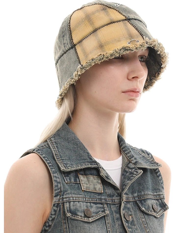 GENZEROヘッドウェアDenim Plaid Bucket Hat