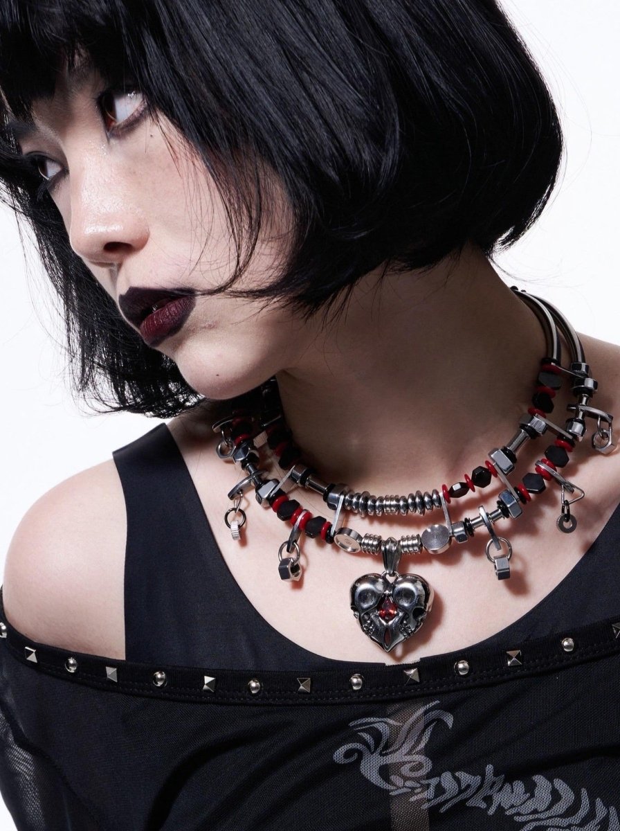 ILLuSoRyAccessories & BagsGothic Industrial Titanium Bead Necklace