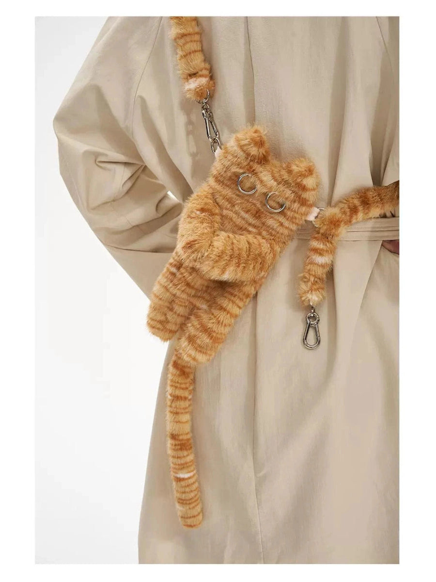 LIJUNWANGバッグOrange Cat Plush Shoulder Bag