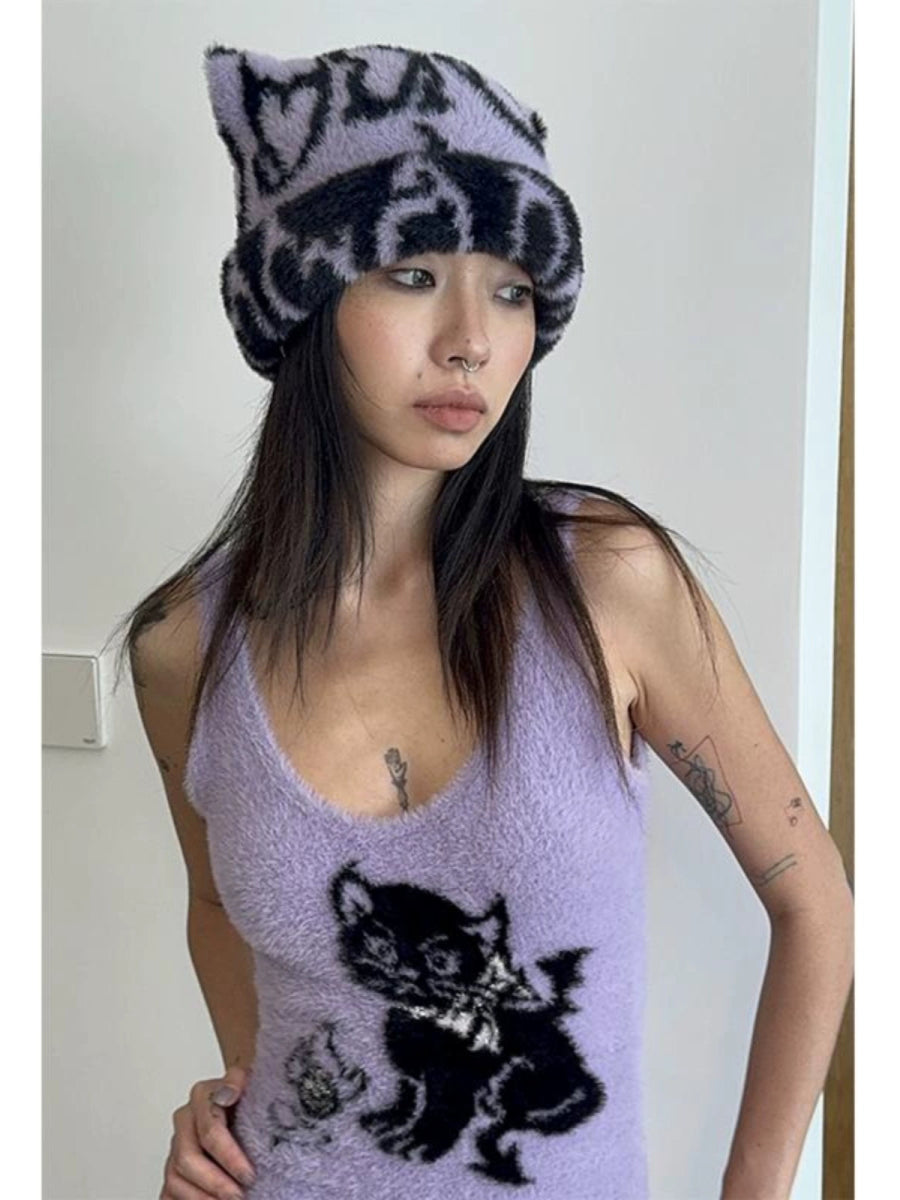 QUORRA S CHORDヘッドウェアHeart Devil Cat Ear Beanie