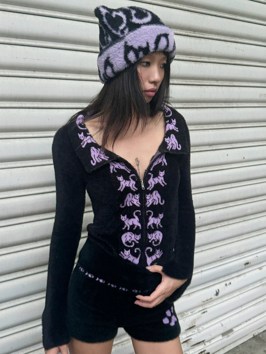 QUORRA S CHORDヘッドウェアHeart Devil Cat Ear Beanie