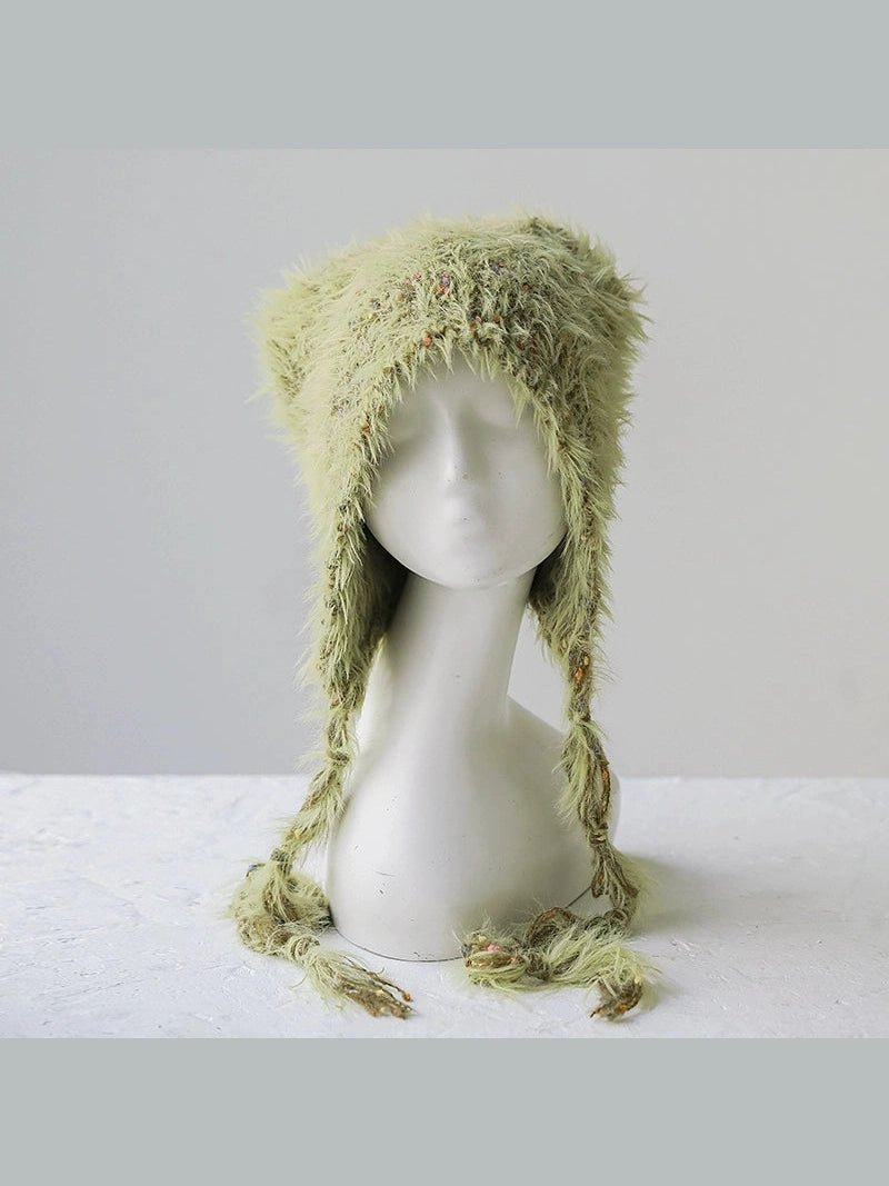 YJGY STUDIOヘッドウェアCute Wool Ear Coverage Hat