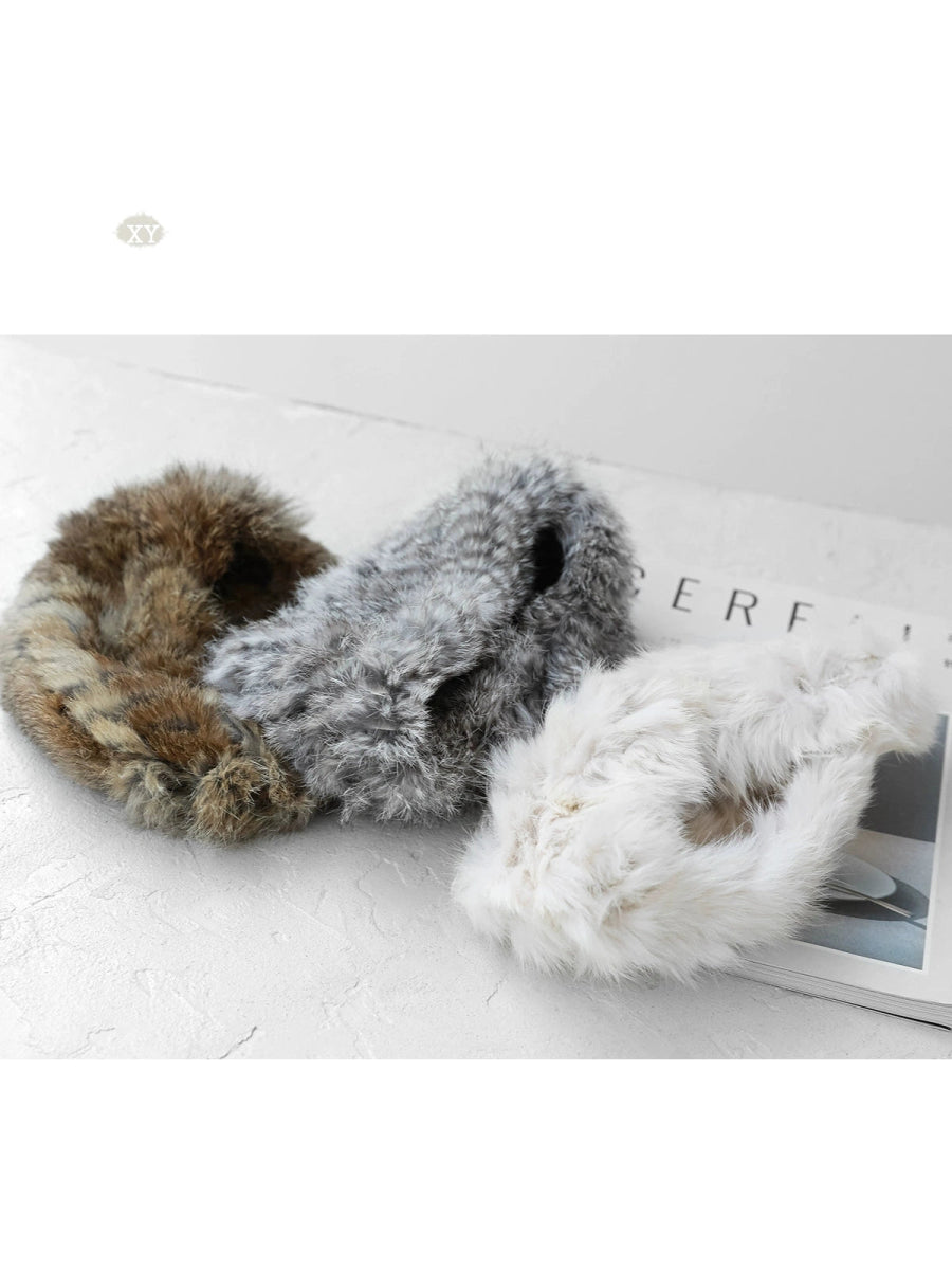 YJGY STUDIOヘッドウェアHandcrafted Rabbit Fur Headband