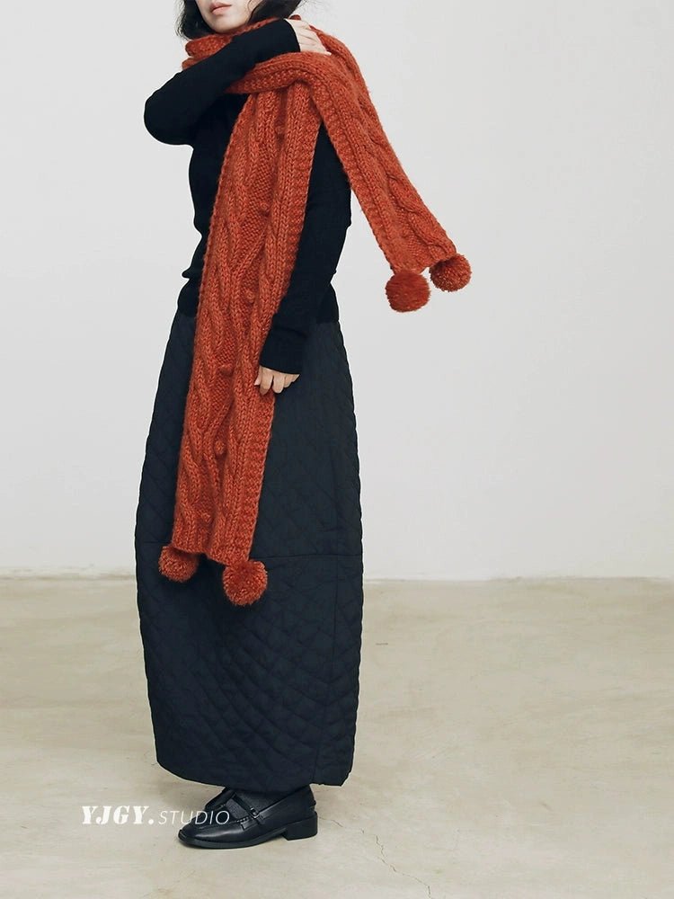 YJGY STUDIOヘッドウェアKnitted Hooded Wool Cape Scarf