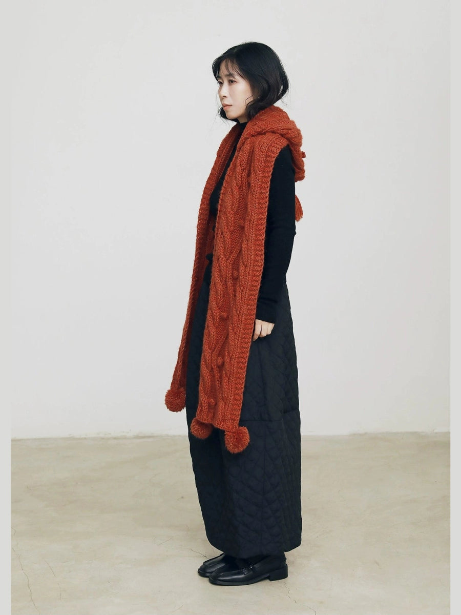 YJGY STUDIOヘッドウェアKnitted Hooded Wool Cape Scarf