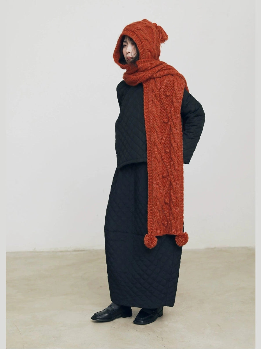 YJGY STUDIOヘッドウェアKnitted Hooded Wool Cape Scarf