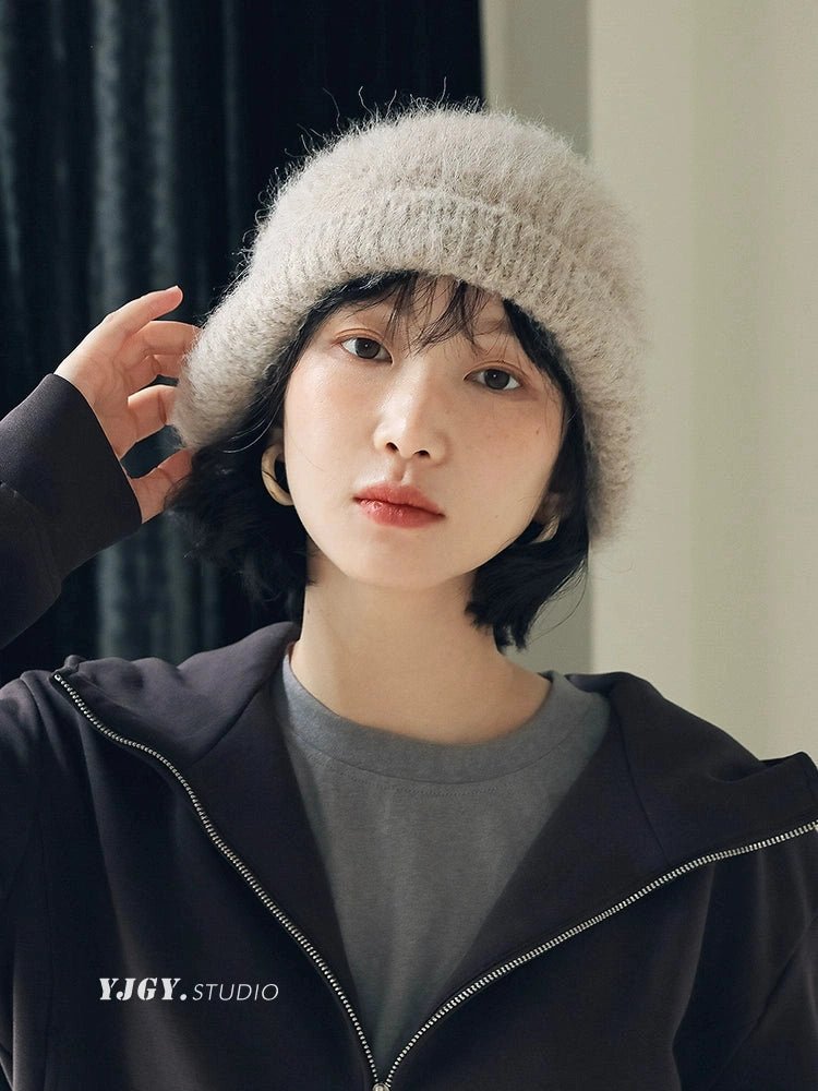 YJGY STUDIOヘッドウェアKnitted Wool Ear Warmer Cap