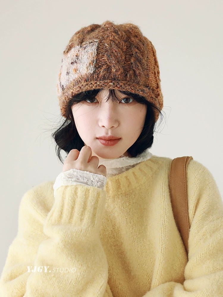 YJGY STUDIOヘッドウェアMixed Color Wool Knit Cap