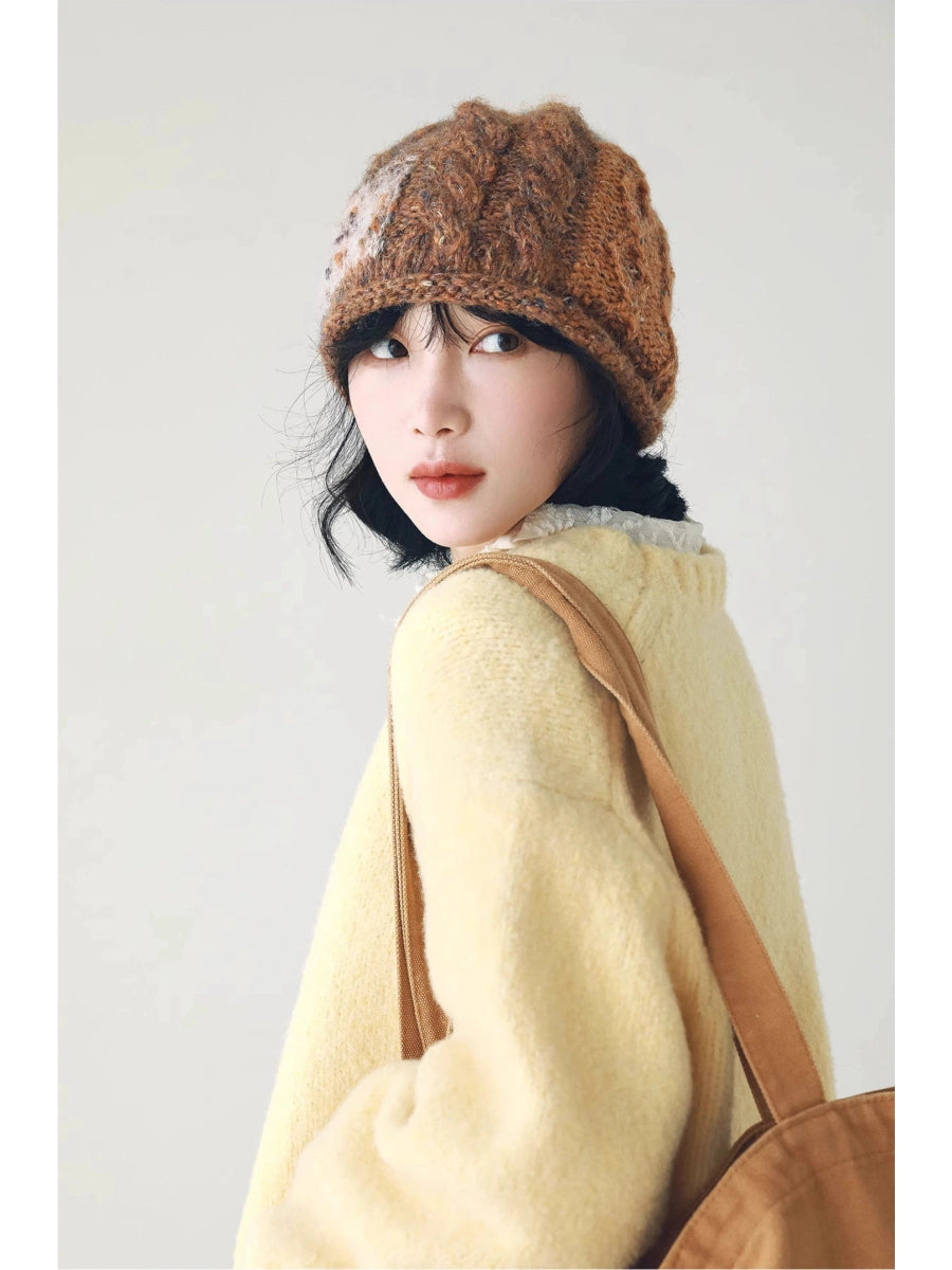 YJGY STUDIOヘッドウェアMixed Color Wool Knit Cap