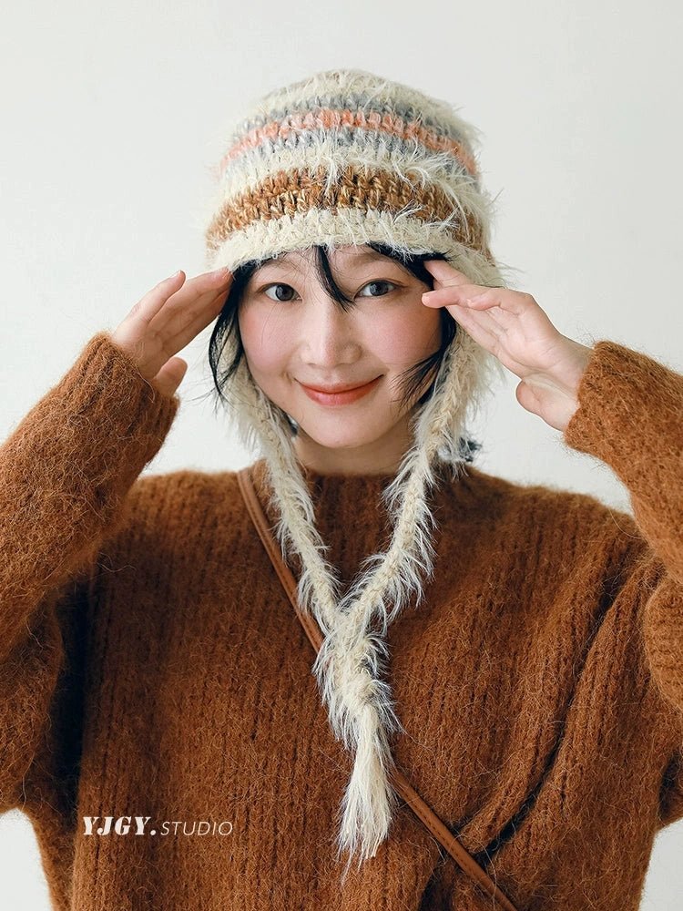 YJGY STUDIOヘッドウェアSweet Ear Protection Knit Hat